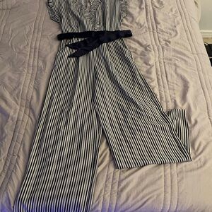Striped Navy and White Jumpsuit